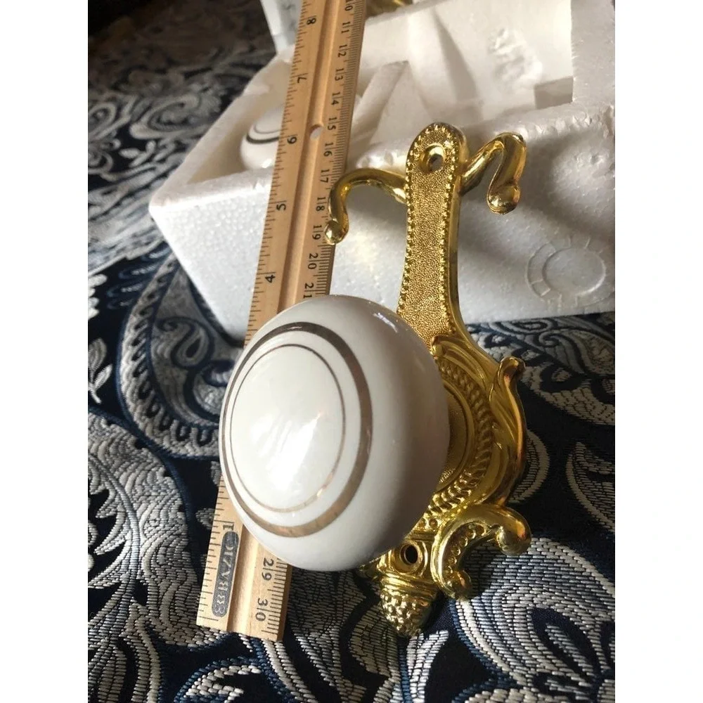 Decorative gold hooks metal ivory‎ porcelain knobs Victorian home decor accents